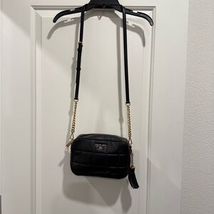 Michael Kors Black Quilted Crossbody with Gold Accents